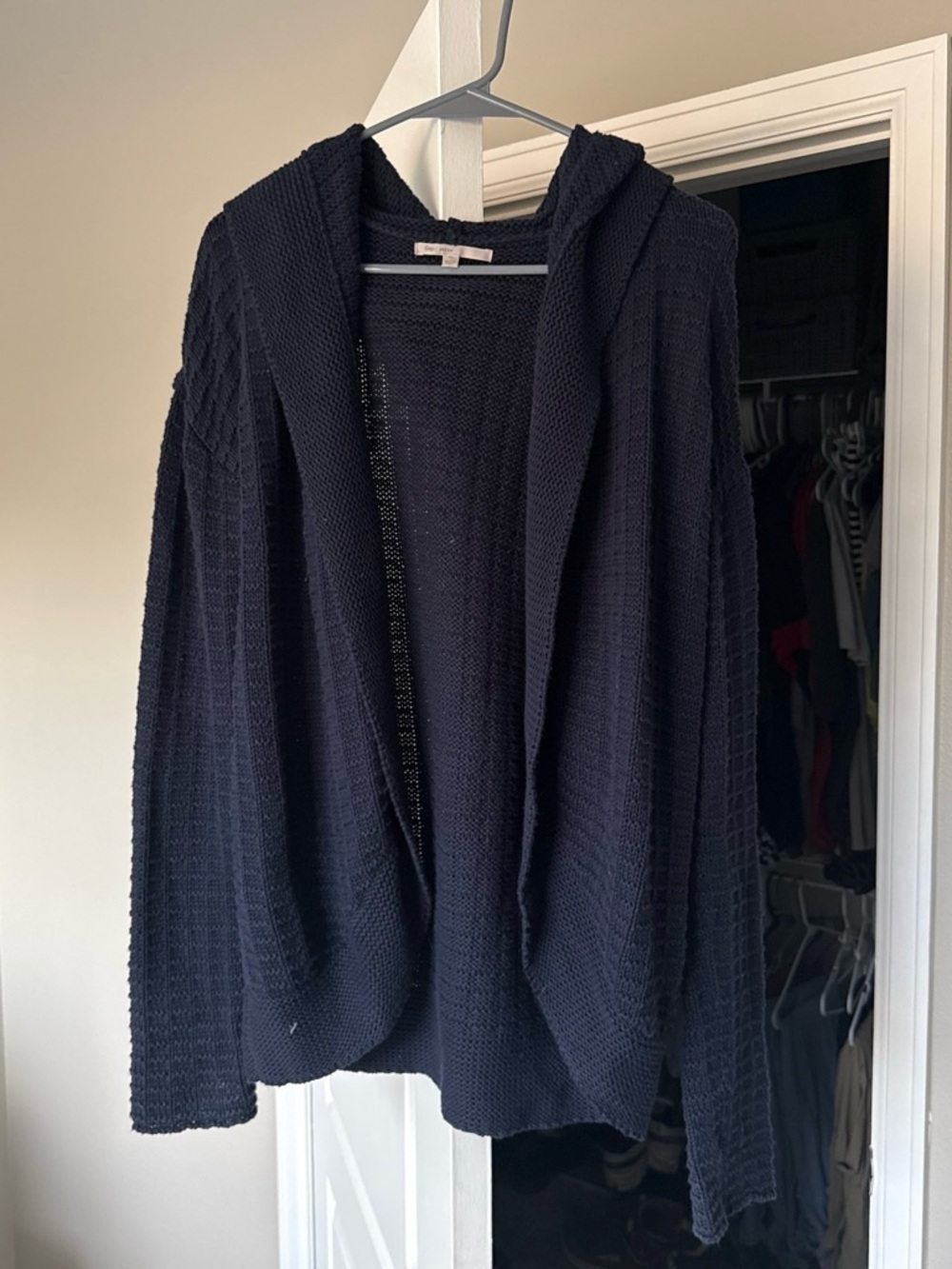 GAP Hooded Open-Front Sweater Cardigan - Black